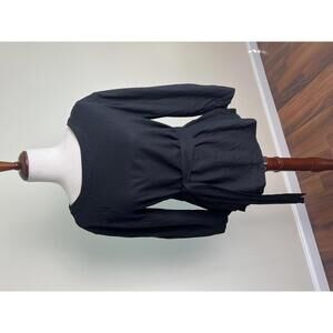 Banana Republic Black Linen Blend Tie Waist Tunic Top Size Small